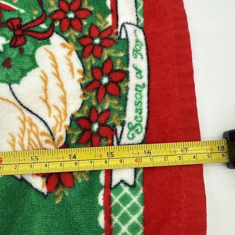 Vintage Christmas Goose Kitchen Hand Towel Festive Cottage Red Green